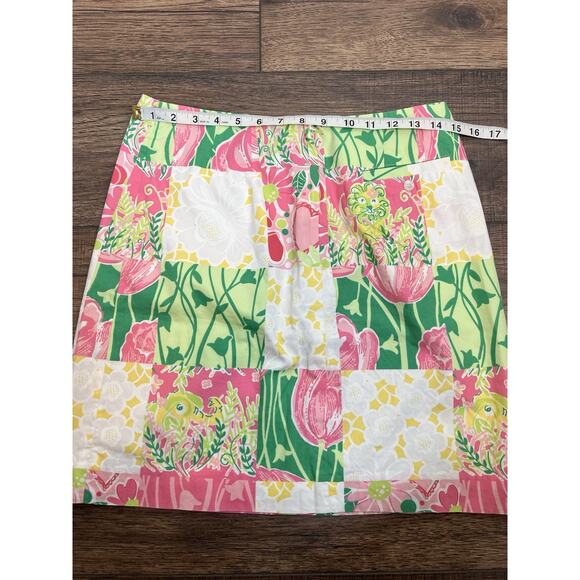 Lilly Pulitzer Womens A-Line Skirt Sz 4 Pink Green Patchwork White Tag Vtg - Picture 5 of 8